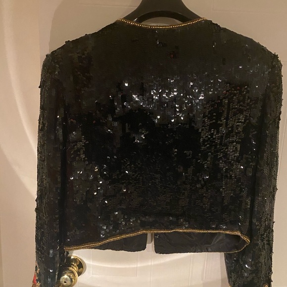 Vintage Sequin and silk crop jacket. - Picture 4 of 5
